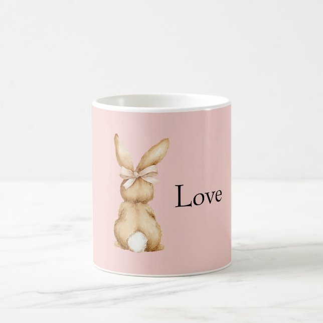 Pink Bunny Bow White Tail Coffee Mug (Center)