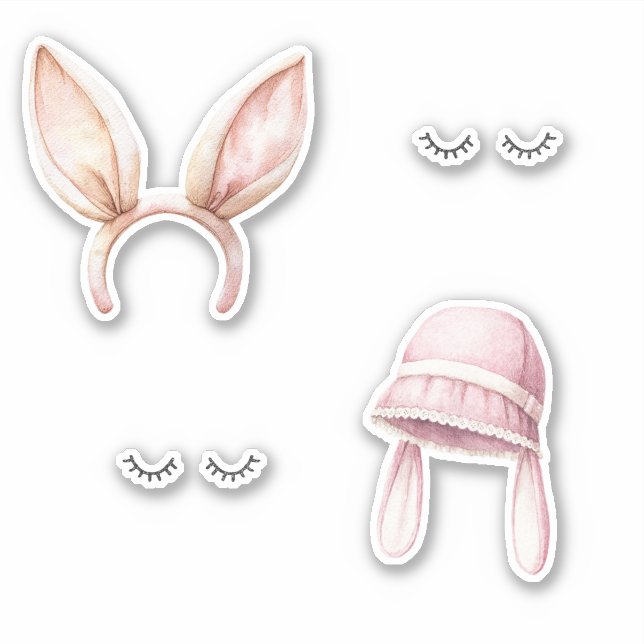 Pink Bunny Ears Eyelashes (Front)