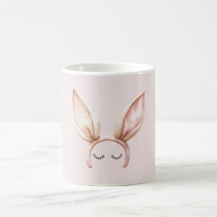 Pink Bunny Ears Eyelashes Coffee Mug