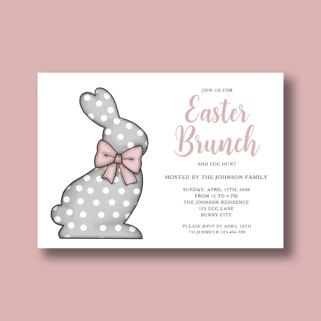 Pink Bunny Easter Brunch And Egg Hunt  Invitation (Pink Bunny Easter Brunch And Egg Hunt Invitation)