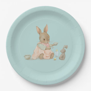 Pink Bunny Girl Paper Plate