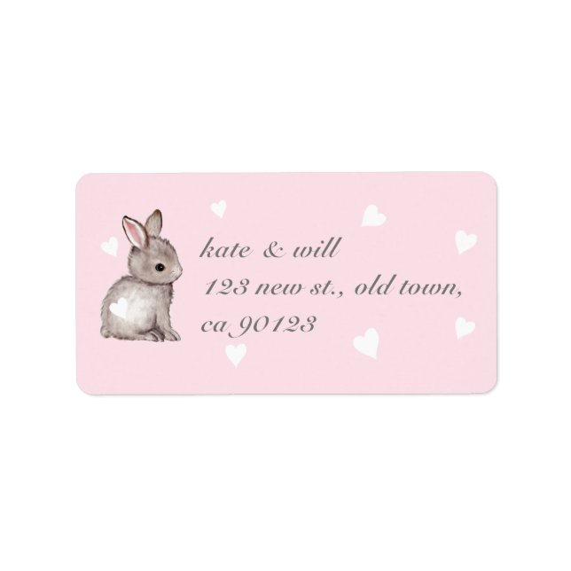 Pink Bunny Heart  Address Labels (Front)