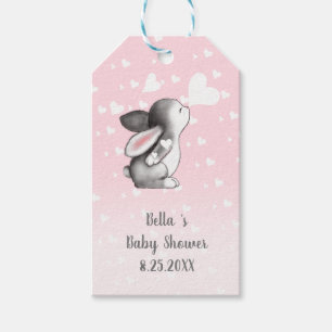 Pink bunny heart confetti gift tags