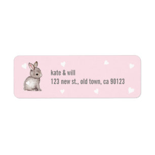 Pink Bunny Heart Return Address Labels