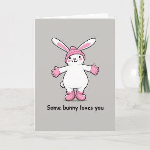 Pink Bunny Hugs You Card