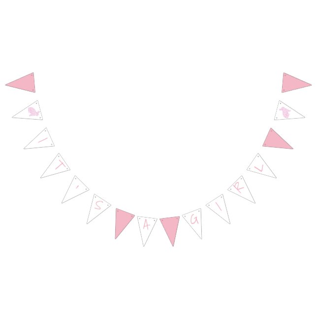 Pink Bunny It's A Girl Baby Shower Bunting (All)