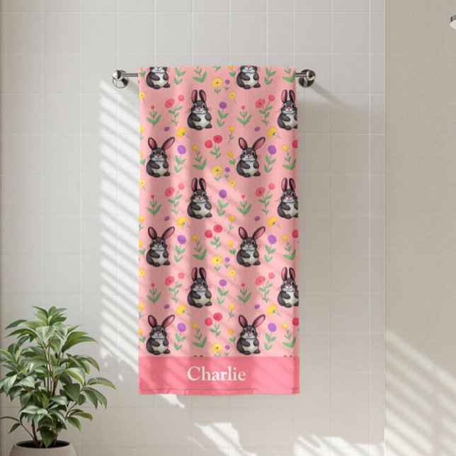 Pink Bunny Kids Bath Towel (Creator Uploaded)