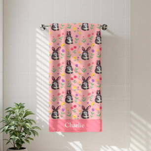 Pink Bunny Kids Beach Towel