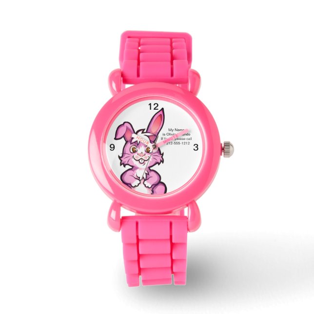 Pink Bunny Kids Lost and Found Now Childrens Watch (Front)
