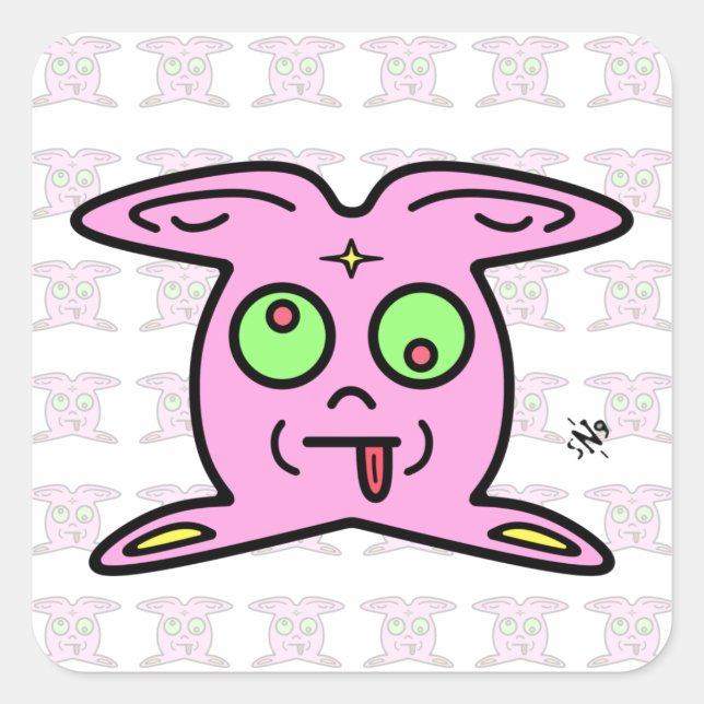 Pink bunny-like thingy v2.1 square sticker (Front)
