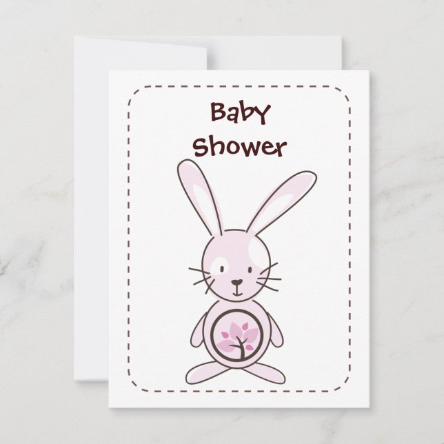 Pink Bunny Organic Planet Invitations (Front)