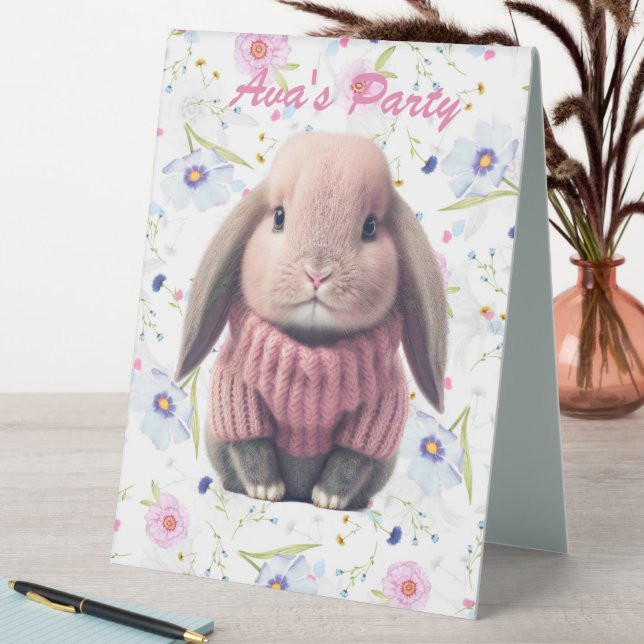 Pink Bunny Party Table Top Card (In SItu (Table))