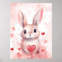 Pink Bunny Pastel Super Cute hearts Brown Eyes