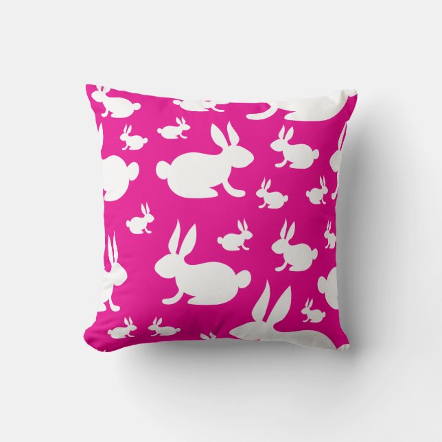 Pink Bunny Pattern Cushion (Front)