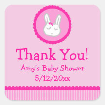Pink Bunny Personalised Baby Shower Favour Tags