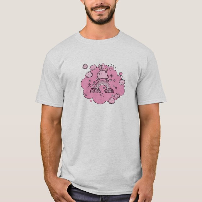 Pink Bunny Pink Pixie Pink Rainbow T Shirt (LIGHT) (Front)
