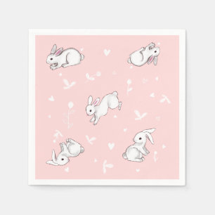 Pink  Bunny Printed Paper Napkins