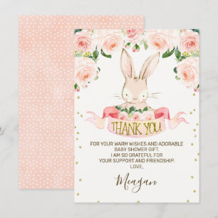 Pink Bunny Rabbit Baby Shower Thank You Card
