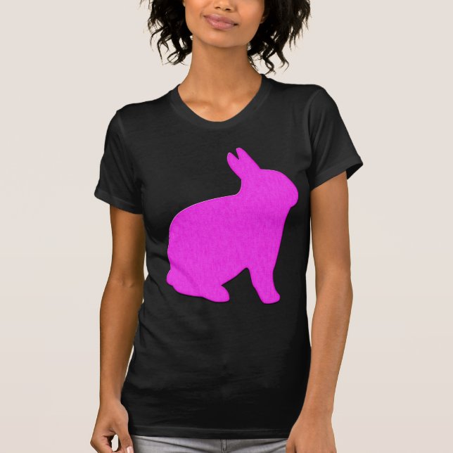 Pink Bunny Rabbit Black Easter T Shirt (Front)