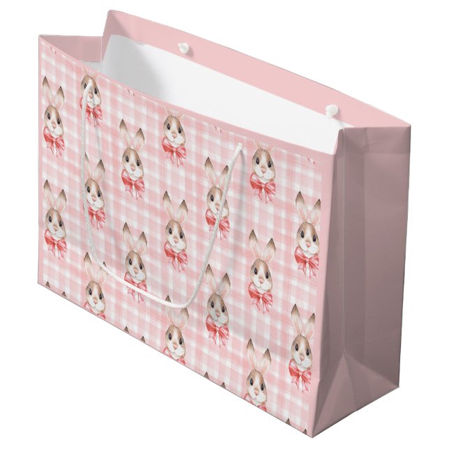 Pink Bunny Rabbit Gift Large Gift Bag (Front Angled)