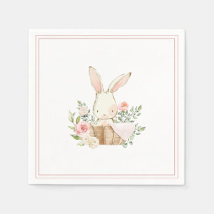 Pink Bunny Rabbit Girl Baby Shower Napkin