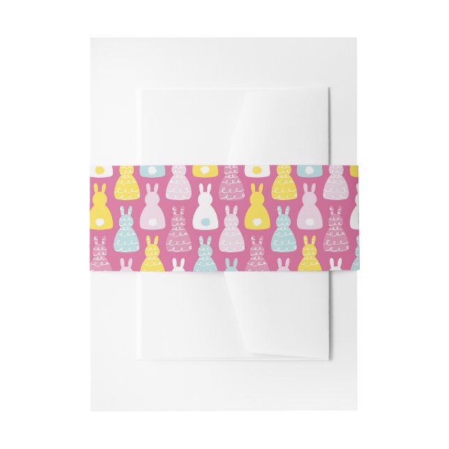 Pink Bunny Rabbit Invitation Belly Band (Front Example)