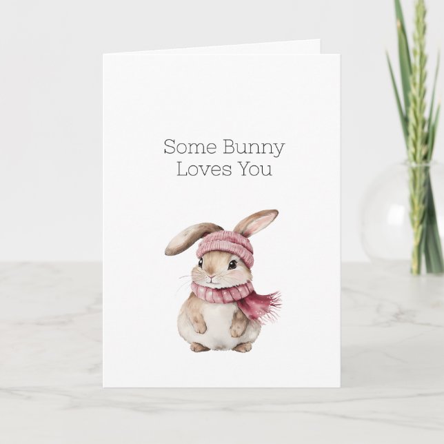 Pink Bunny Rabbit Love Card (Front)