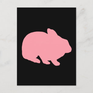 Pink Bunny Rabbit on Black Postcard