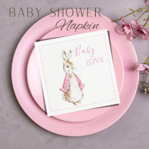 Pink Bunny Rabbit Pink Baby Shower Napkin