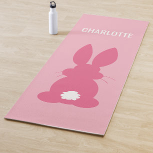 Pink Bunny Silhouette Personalised Cute Animal Yoga Mat