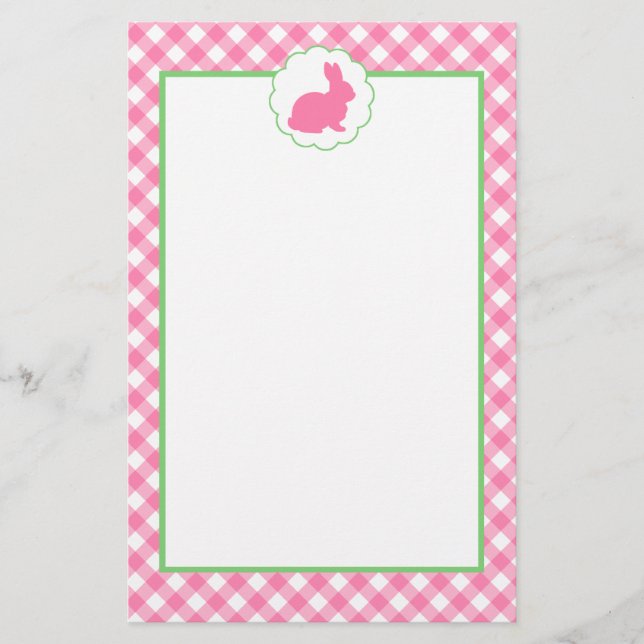 Pink Bunny Silhouette Stationery (Front)