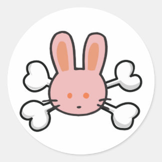 pink bunny Skull and Crossbones Classic Round Sticker