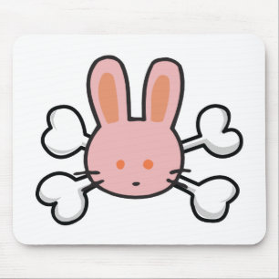 pink bunny Skull and Crossbones Mouse Mat