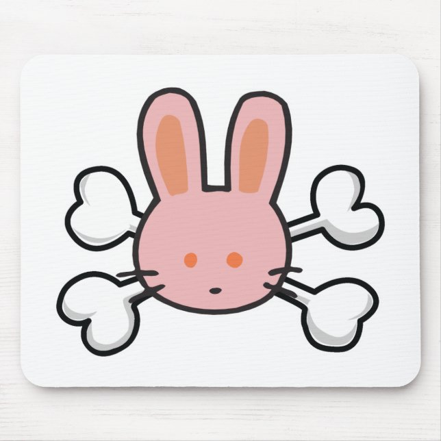 pink bunny Skull and Crossbones Mouse Mat (Front)