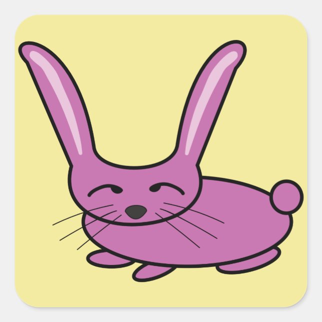 Pink bunny square sticker (Front)