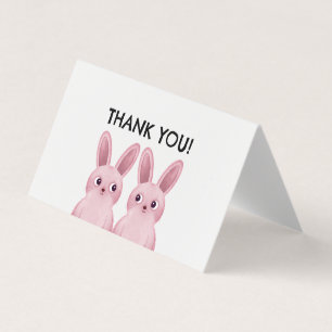 Pink bunny thank you business card