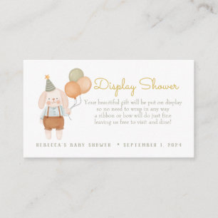 Pink Bunny with Baloons Display Shower  Enclosure Card
