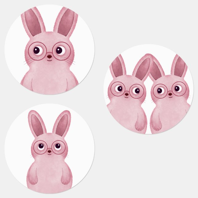 Pink bunny with glasses (Group)