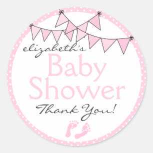 Pink Bunting Baby Shower Thank You Classic Round Sticker