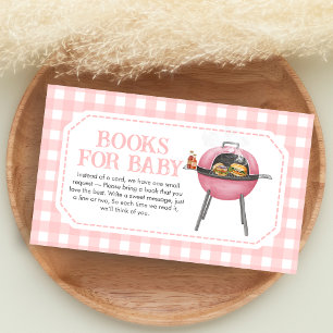 Pink Burger BBQ Baby Shower Books for Baby Enclosure Card