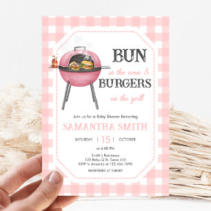 Pink Burger BBQ Baby Shower Invitation
