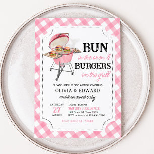 Pink Burger BBQ Baby Shower  Invitation
