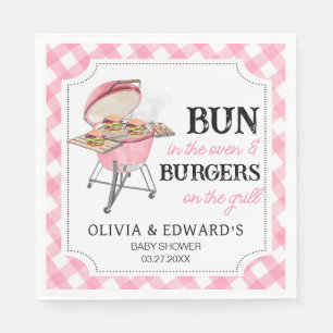 Pink Burger BBQ Baby Shower Napkin