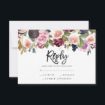 Pink, burgundy and fig floral bold script reply<br><div class="desc">Pink,  burgundy and fig floral bold script reply card. Part of a modern wedding collection.</div>