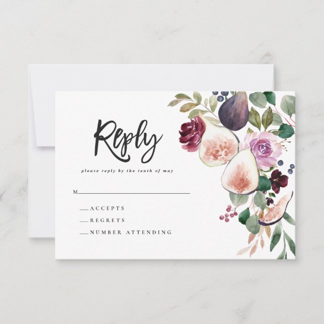 Pink, burgundy and fig floral bold script reply (Front)