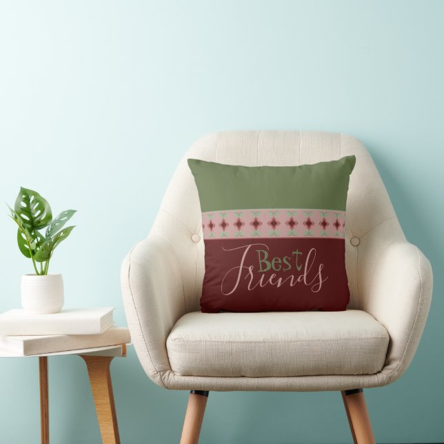 Pink Burgundy and Green Cushion (Chair)