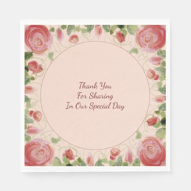 Pink Burgundy And Green Napkin (Front)