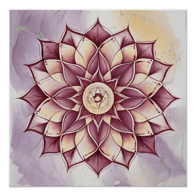 Pink, Burgundy and orange Mandala Design Poster (Front)