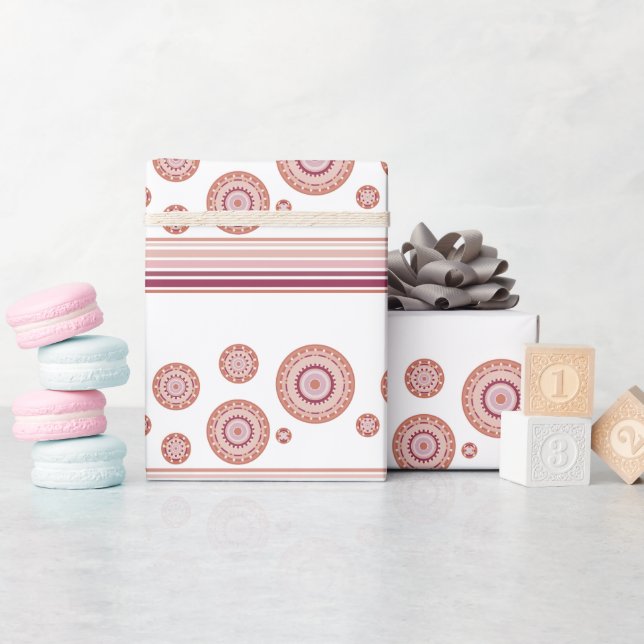 Pink Burgundy And White Wrapping Paper (Baby Shower)