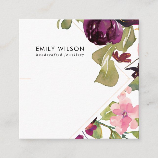 PINK BURGUNDY BLUSH FLORAL BRACELET DISPLAY CARD (Front)